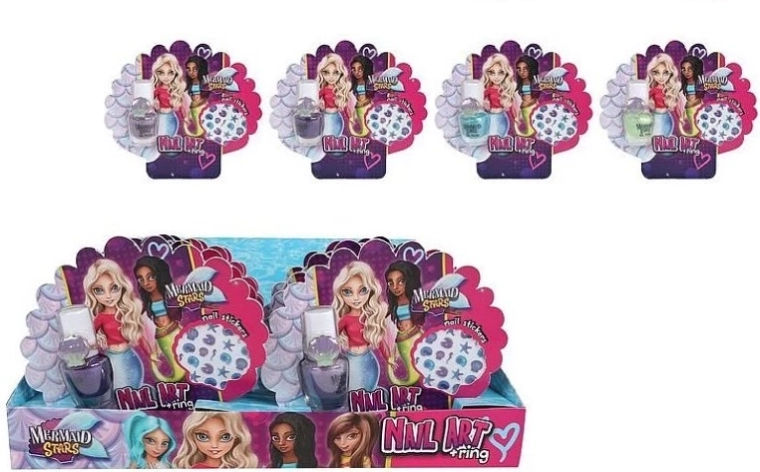 Mermaid Stars set per bambini per decorare le unghie 4×5 ml (smalti, adesivi e anelli)