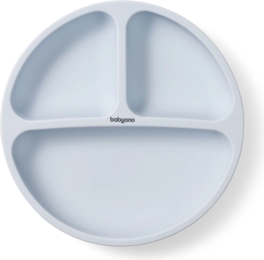 Piatto in silicone per bambini con ventosa Babyono blu 6 mesi+