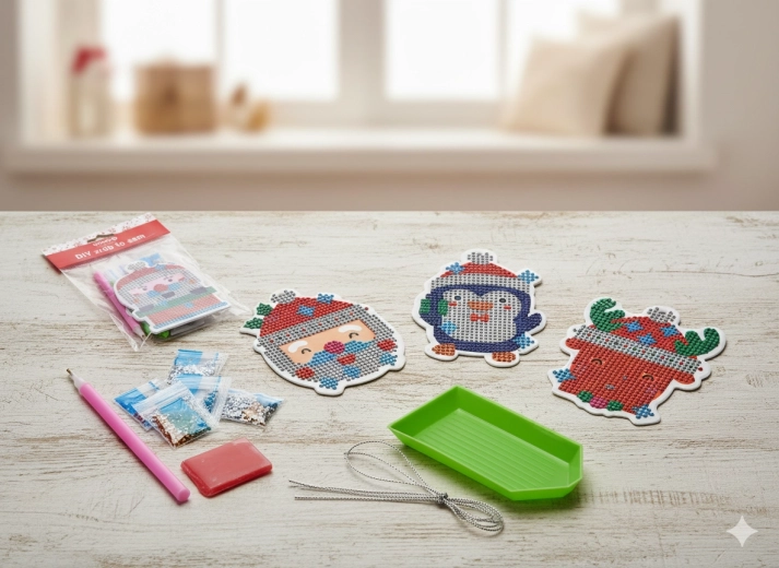 Set natalizio di pittura con diamanti fai-da-te – mix di decorazioni