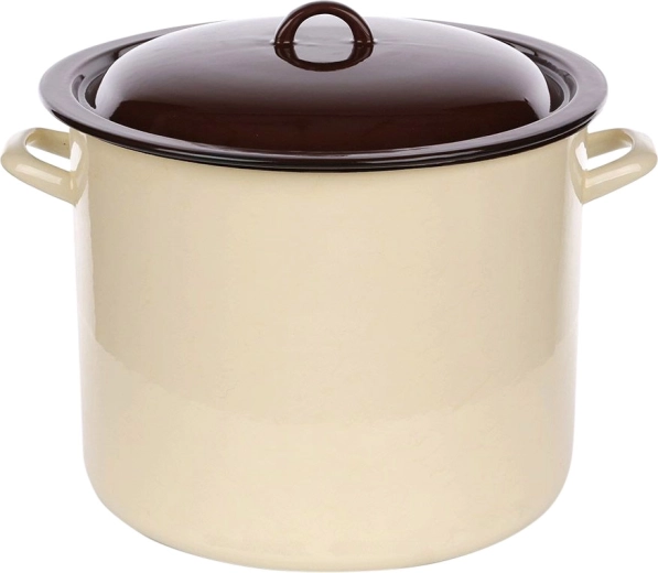 Silesia Rybnik pentola smaltata con coperchio 16,6 l color crema con interno scuro, 30 cm