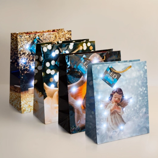 Borsa regalo LED con 10 LED bianco freddo - 1 pezzo
