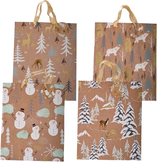 Sacchetto regalo natalizio con goffratura 26 × 10 × 32 cm (mix di motivi)