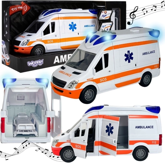 Ambulanza di soccorso Woopie con barella, luci e suoni