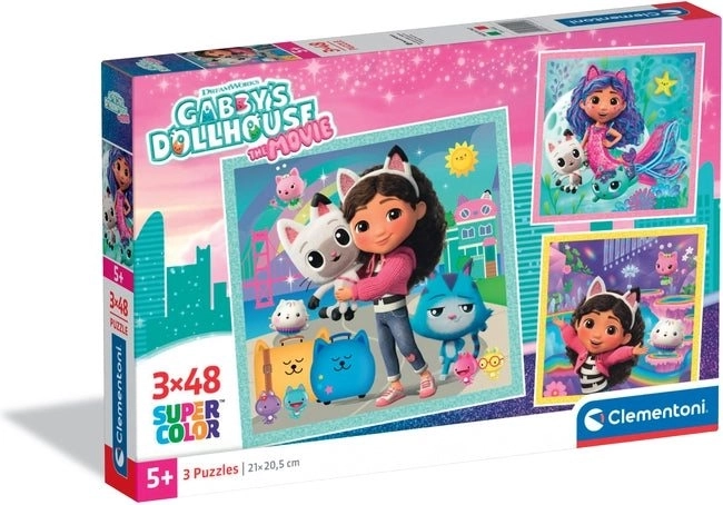 Puzzle La Casa delle Bambole Magiche di Gabby 3×48 pezzi CLEMENTONI