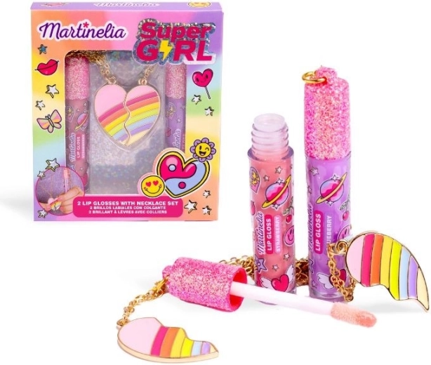 Set di collane e lucidalabbra Super Girl Shine