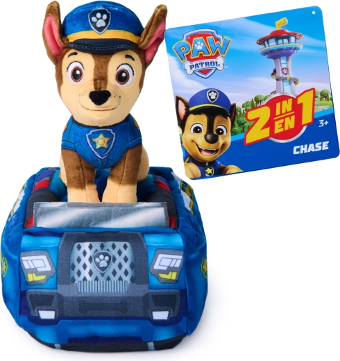 PAW Patrol Chase 2in1 macchinina di peluche con cagnolino 20 cm