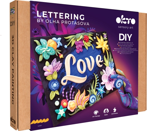 Set artistico OKTO Lettering per dipingere con pasta “LOVE” 30 × 40 cm