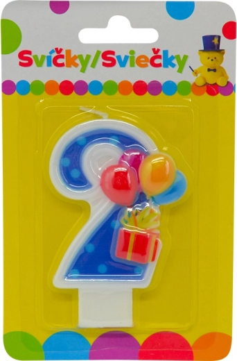 Candela di compleanno con palloncini numero 2