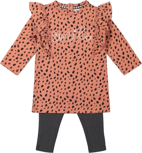 Set da bambina Dirkje: vestito e leggings a pois rosa