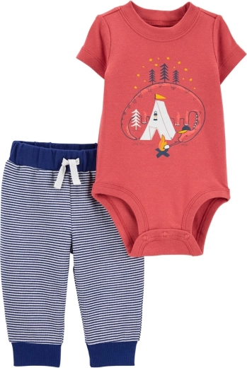 Set 2 pezzi Carter's per bimbi Dino Stripes (body a manica corta + pantaloni) 12 m – 3m