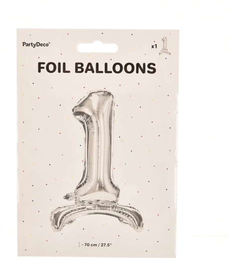 Palloncino in foil autoportante numero 1 argento 70 cm