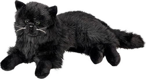 Figura decorativa di gatto persiano sdraiato nero 36 cm