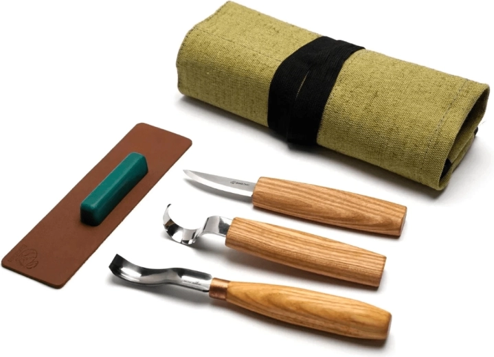 BeaverCraft set per intaglio di cucchiai con cinturino in pelle per affilatura