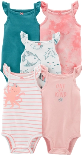 CARTER'S body senza maniche pink ocean per bambine (5 pz) – NB/ tg. 56