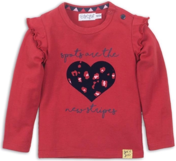 Dirkje maglietta da ragazza a maniche lunghe, rossa