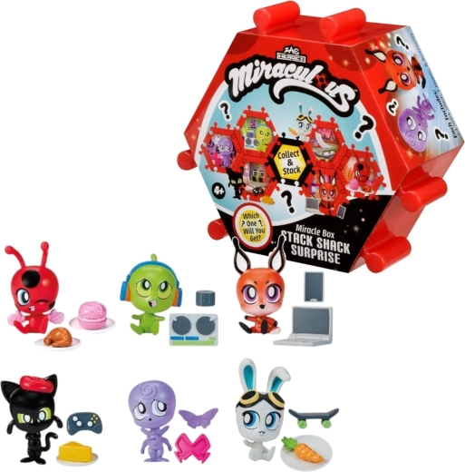 Miraculous Shack Stack Surprise mini cupola con personaggio Kwami e accessori - 1 pezzo