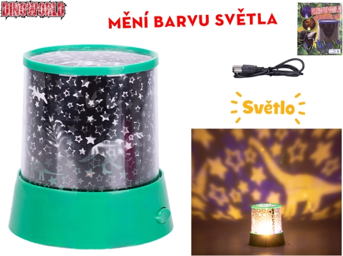 Dinoworld lampada/proiettore per bambini con dinosauri, rotazione a 360° e colori cangianti
