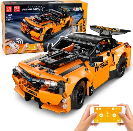 Auto sportiva RC radiocomandata da costruzione in mattoncini, arancione (545 pezzi)
