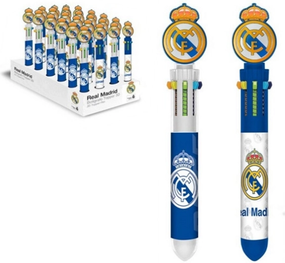 Penna a sfera REAL MADRID con 6 colori e topper 3D