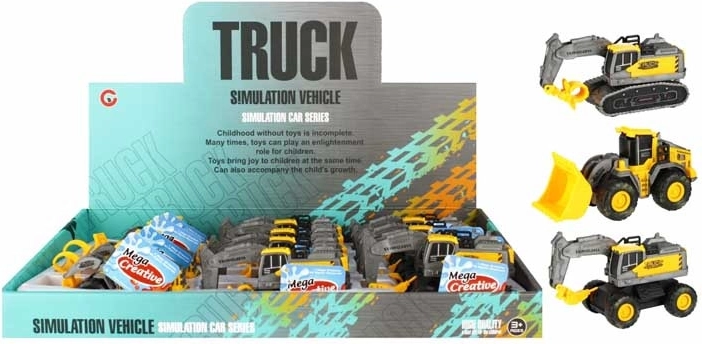 Macchina da cantiere con braccio mobile e meccanismo a retrocarica pull-back 14 cm