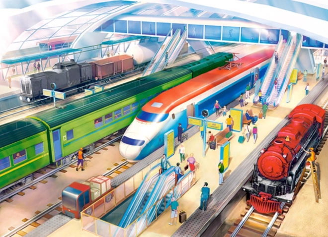 Puzzle con stazione ferroviaria 100 pezzi