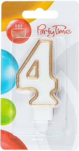 Candela di compleanno dorata numero 4