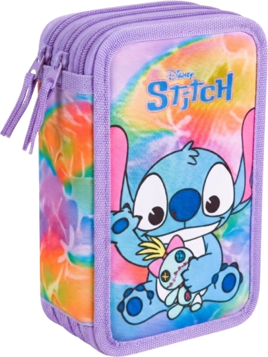Astuccio scolastico a tre scomparti completo Lilo & Stitch Stitch viola