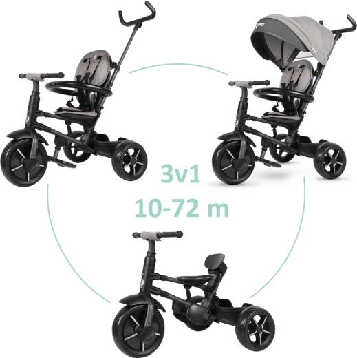 Qplay Rito Star triciclo grigio per bambini, pieghevole 10–72 mesi