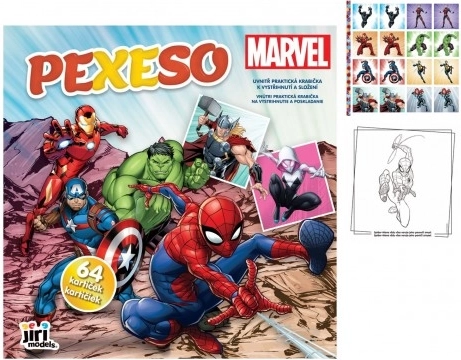 Memory in quaderno MARVEL – 64 tessere, 21,5 × 21,5 cm