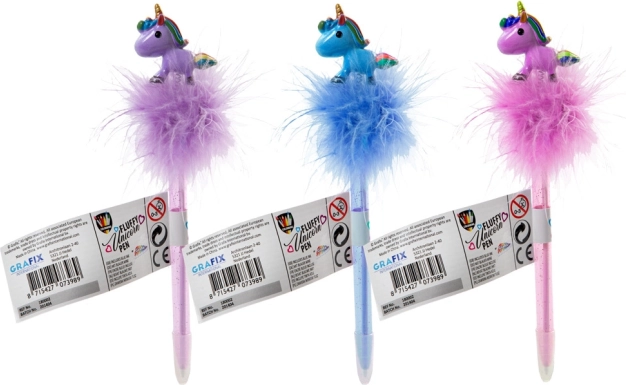 Penna colorata con unicorno