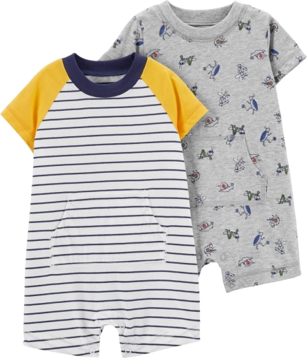 Carter's tutine estive in cotone a manica corta per maschietto, 2 pz (giallo/blu navy)