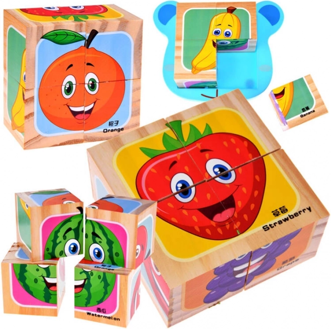 Cubi di legno puzzle di frutta
