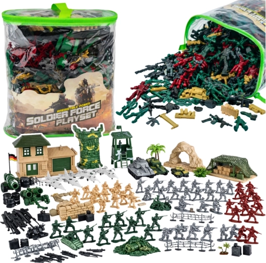 Grande set di gioco militare con soldatini e veicoli 300 pezzi