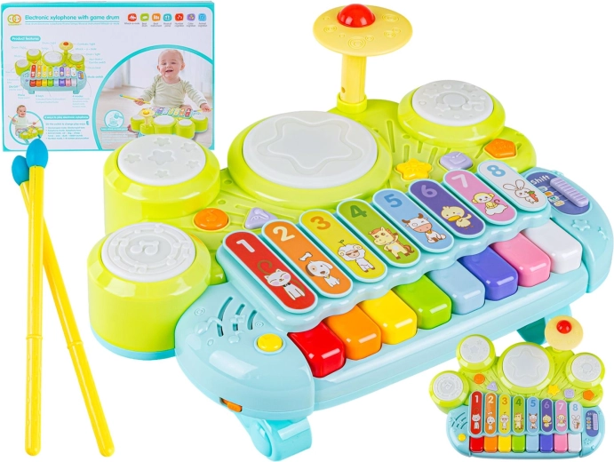 Pianoforte musicale per bambini con batterie e xilofono