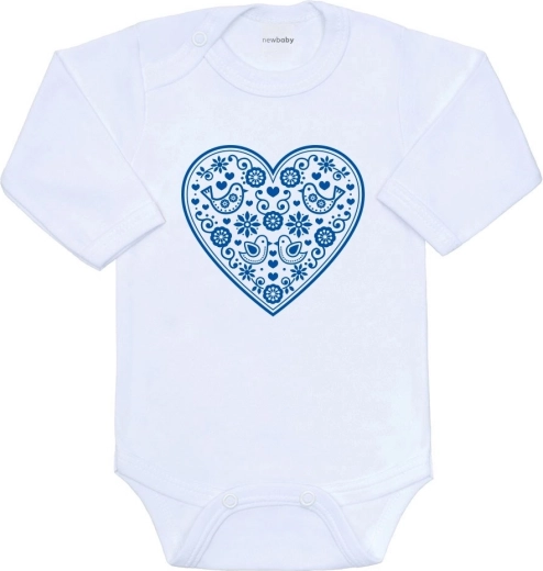 Body per bebè New Baby con stampa folkloristica cuore blu, taglia 68