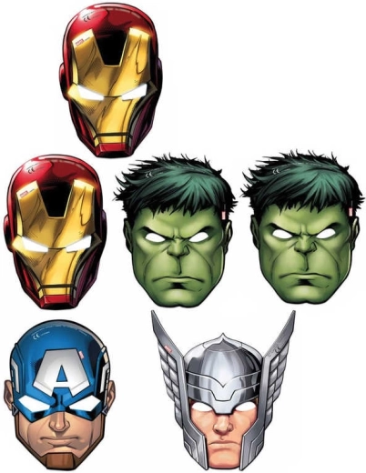 Maschere di carta Marvel Avengers 6 pz
