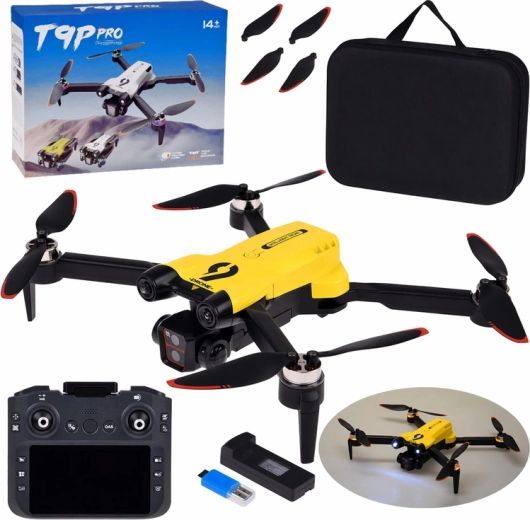 Drone pieghevole con fotocamera e telecomando con scheda di memoria