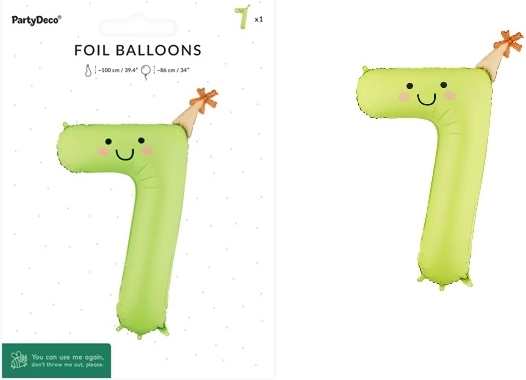 Palloncino in foil numero 7 verde chiaro 86 cm