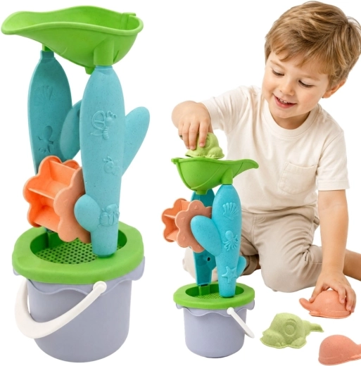 Woopie Green set ecologico per la sabbia con secchiello e mulino 4 pz