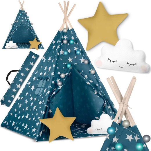 Teepee per bambini con lucine Nukido – blu