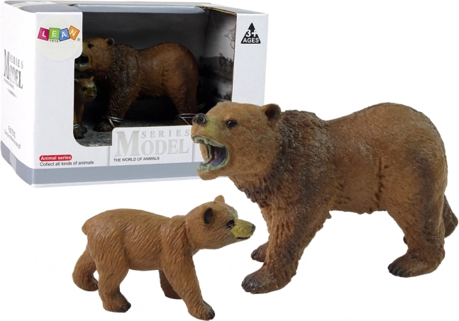 Set di 2 figurine orso grizzly con cucciolo