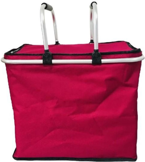 Cestino termico pieghevole per la spesa, rosso, 47 × 26 × 39 cm