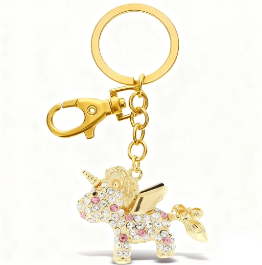 Portachiavi dorato unicorno