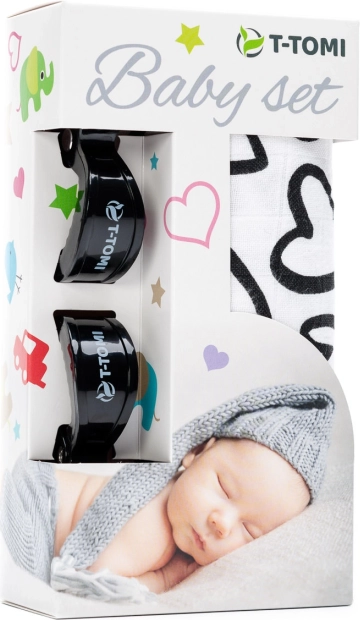 Set di bambù T-Tomi con cuori neri