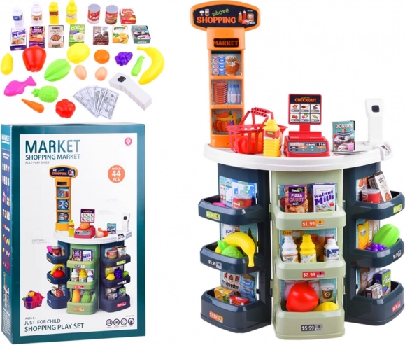 Supermercato per bambini con cassa e accessori, 44 pezzi