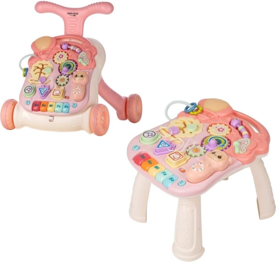 FreeON Free2Play girello e tavolino gioco Walk & Play 2in1 rosa