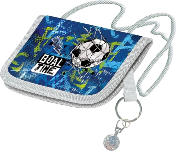Portafoglio da bambino da collo Goal Time calcio con portachiavi