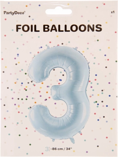 Palloncino in foil numero 3 blu 86 cm
