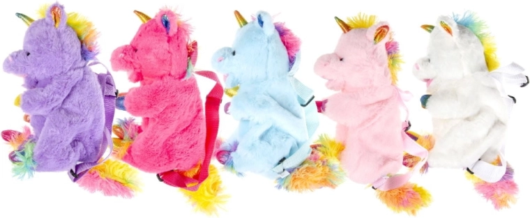 Zaino in peluche Unicorno 32 cm con zip