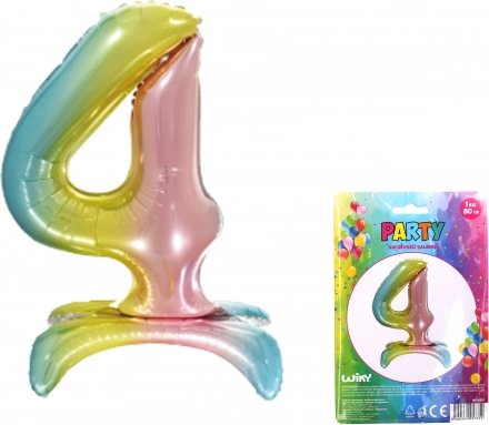 Palloncino numero 4 arcobaleno 80 cm
